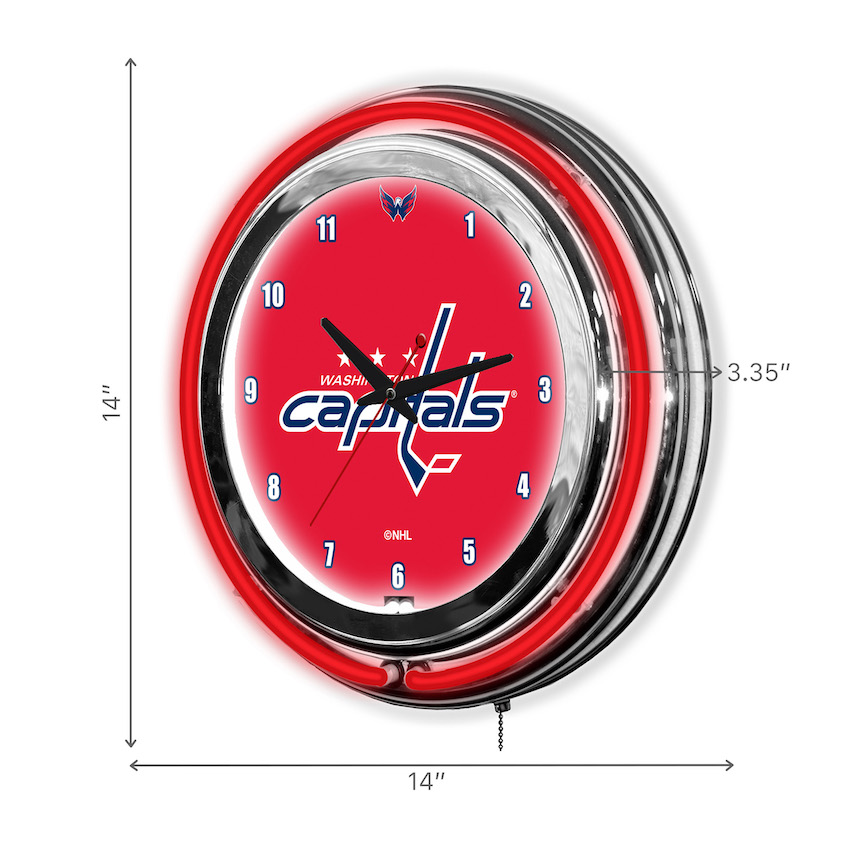 Washington Capitals Chrome NEON Clock 14 inch