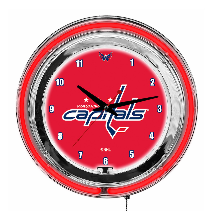 Washington Capitals Chrome NEON Clock 14 inch