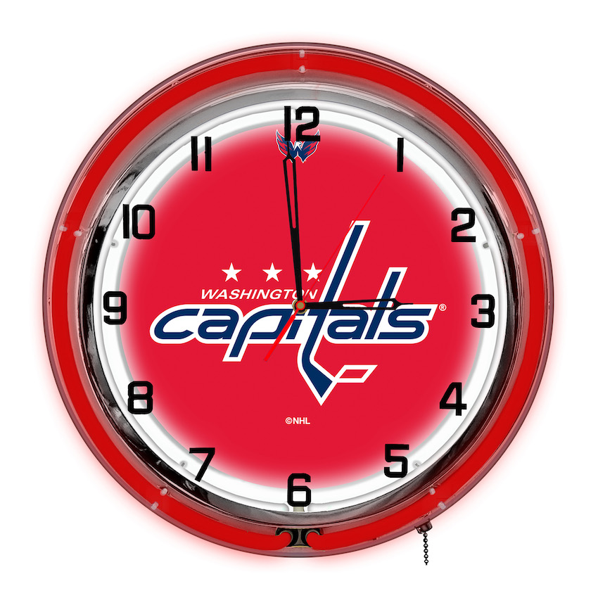 Washington Capitals Chrome NEON Clock 18 inch