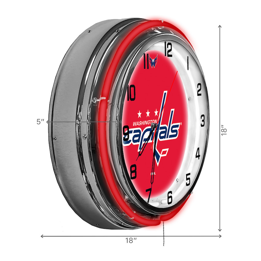 Washington Capitals Chrome NEON Clock 18 inch