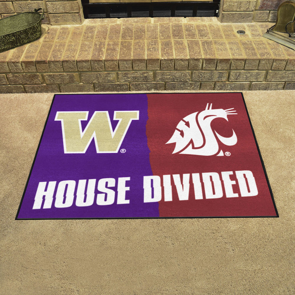 NCAA House Divided Rivalry Rug Washington Huskies - Washington State Cougars