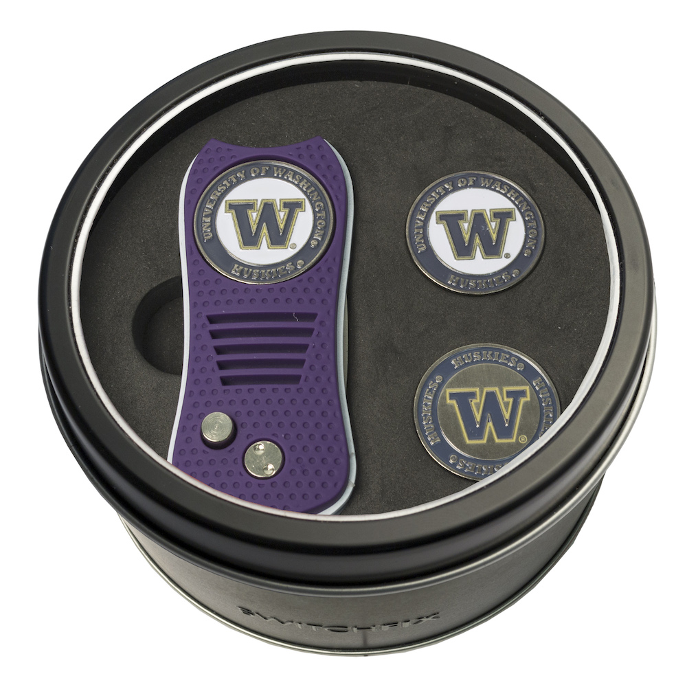 Washington Huskies Switchblade Divot Tool and 2 Ball Marker Gift Pack