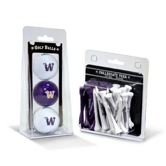 Washington Huskies 3 Ball Pack and 50 Tee Pack