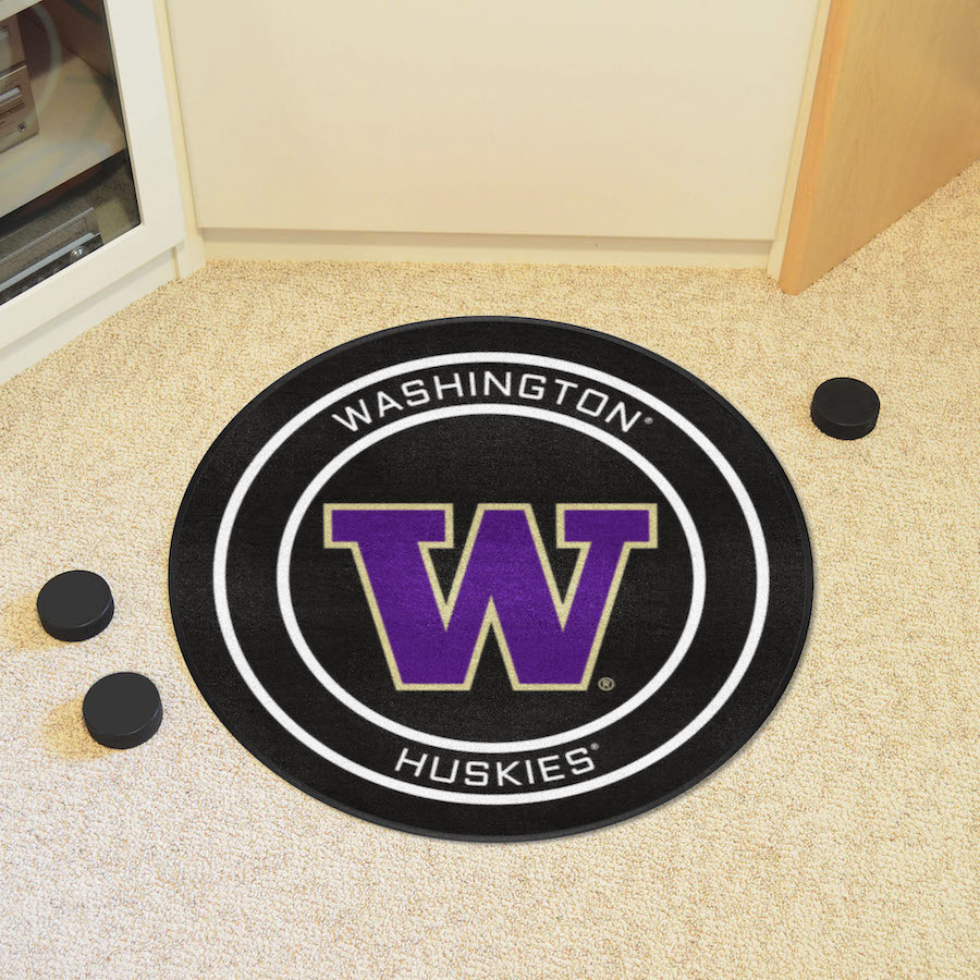 Washington Huskies Round Hockey Puck Mat