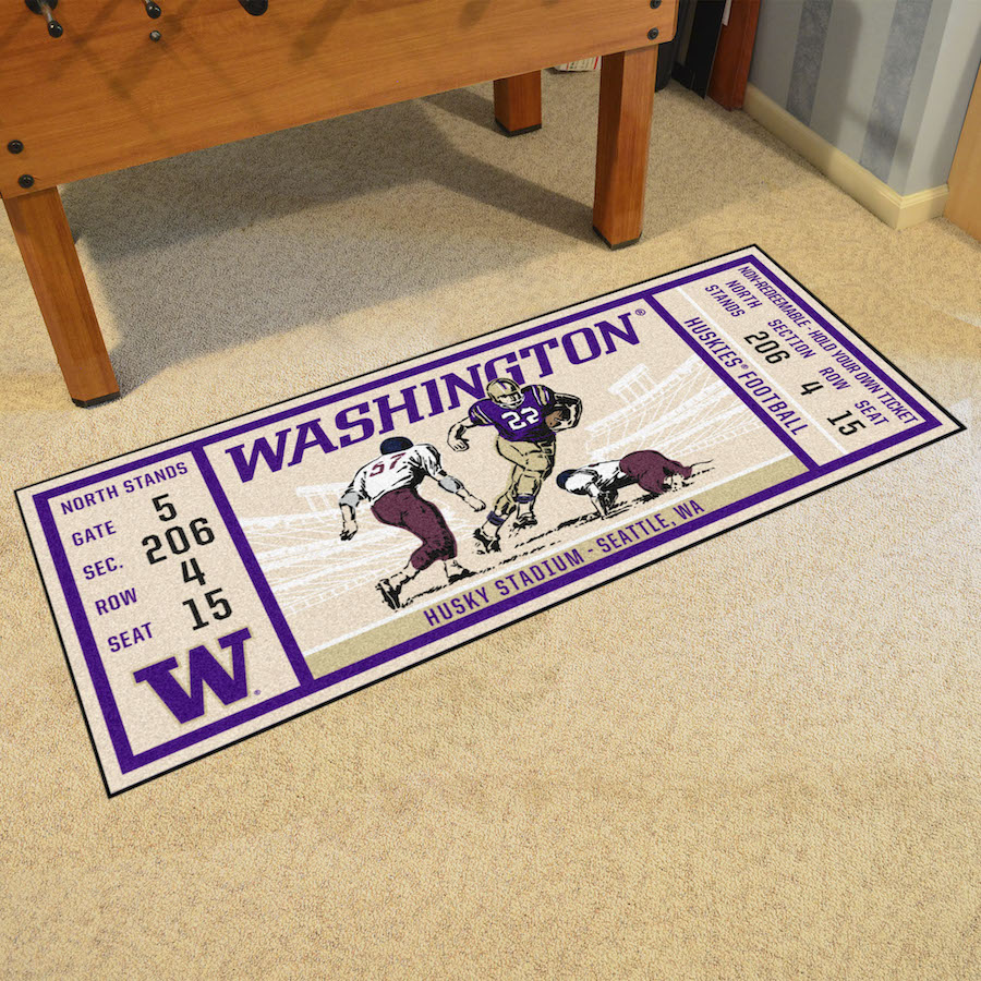 Washington Huskies 30 x 72 Game Ticket Carpet Runner