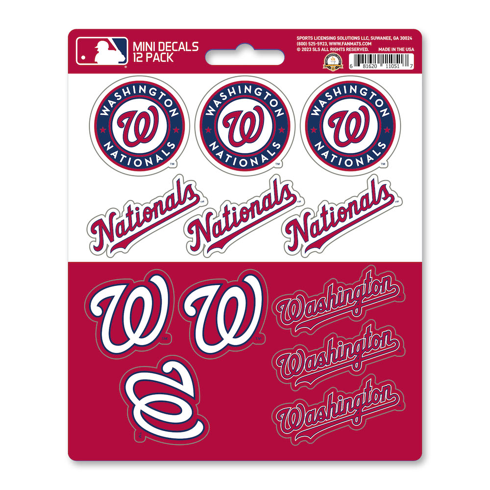 Washington Nationals Team Logo Mini Decal 12 Pack