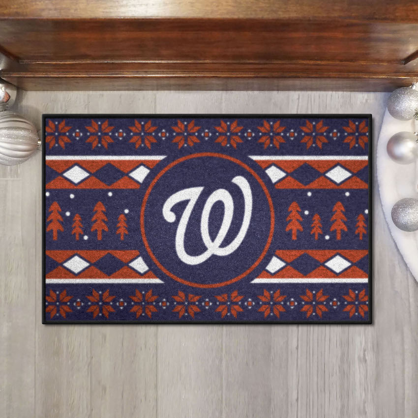 Washington Nationals ALT LOGO Holiday Sweater Themed 20 x 30 STARTER Floor Mat