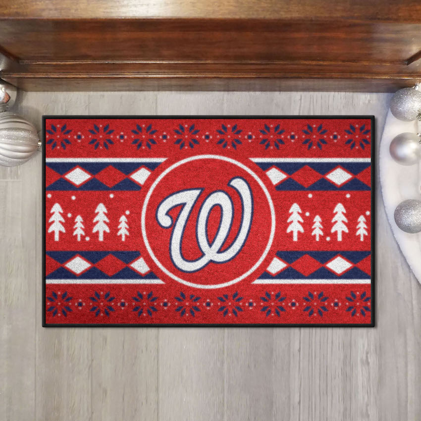 Washington Nationals Holiday Sweater Themed 20 x 30 STARTER Floor Mat