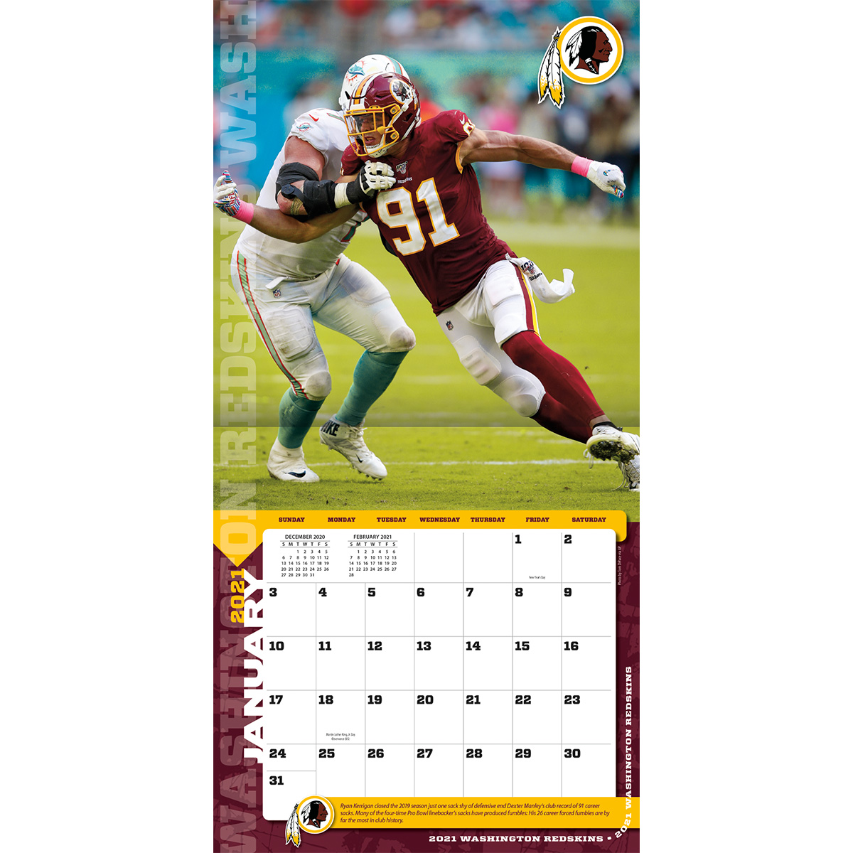 Washington Commanders 2025 NFL Team Wall Calendar