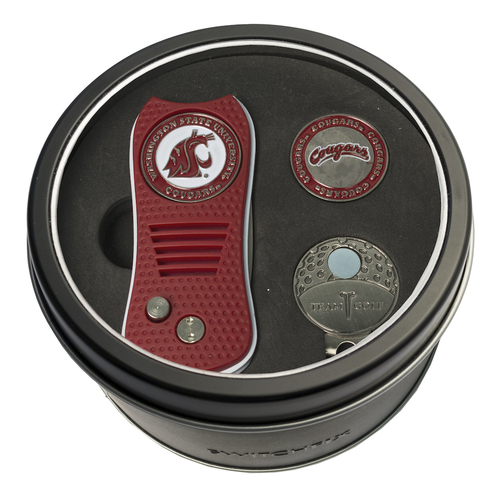 Washington State Cougars Switchblade Divot Tool Cap Clip and Ball Marker Gift Pack