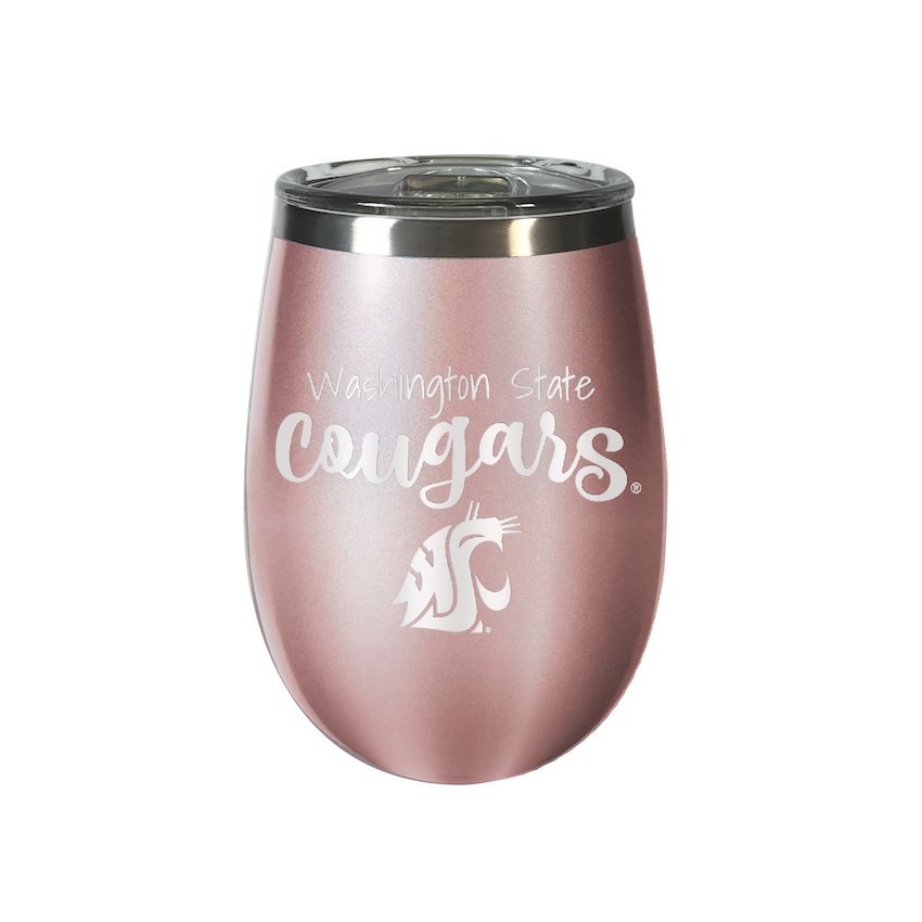 Washington State Cougars 10 oz Rose Gold Wine Tumbler