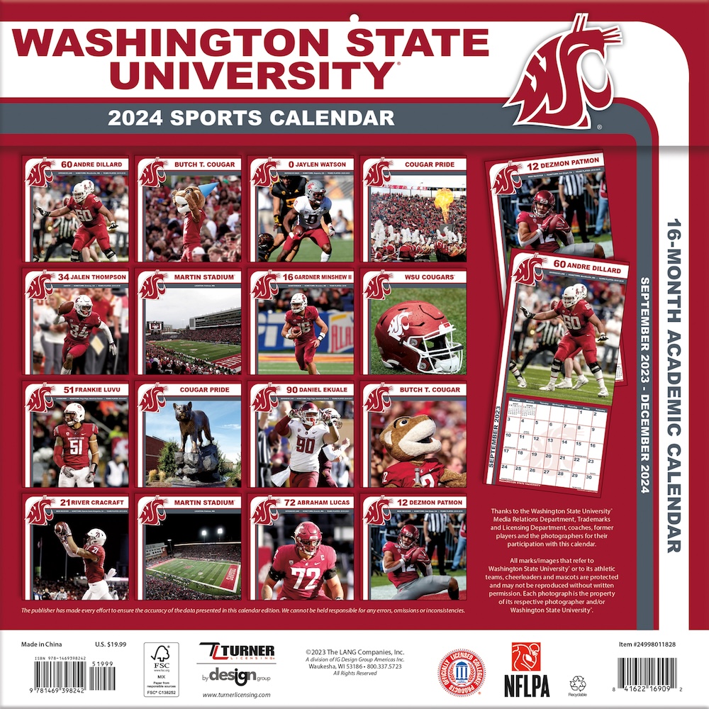 Washington State Cougars 2025 NCAA Team Wall Calendar