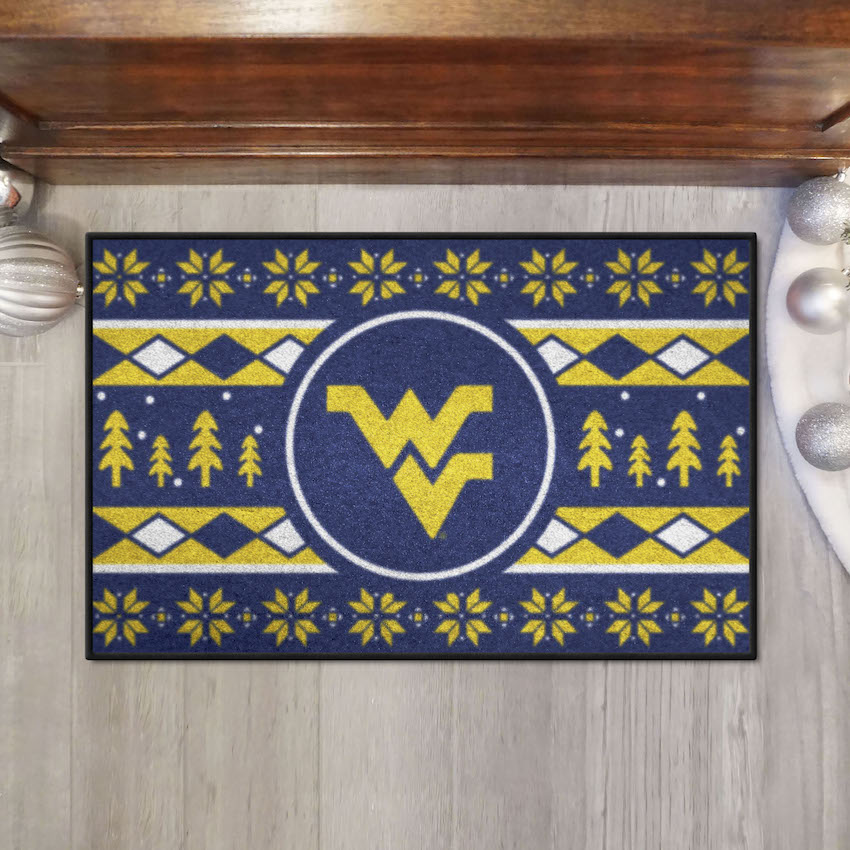 West Virginia Mountaineers HOLIDAY SWEATER 20 x 30 STARTER Floor Mat