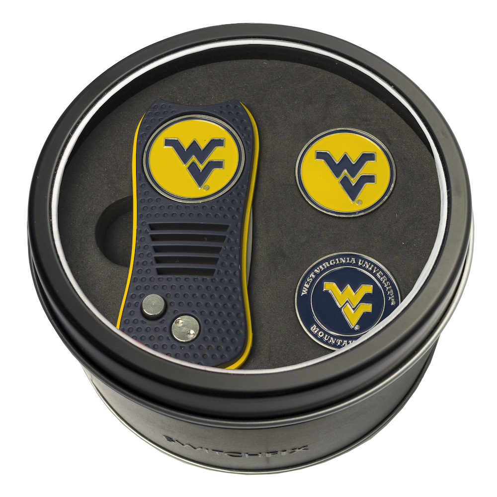 West Virginia Mountaineers Switchblade Divot Tool and 2 Ball Marker Gift Pack