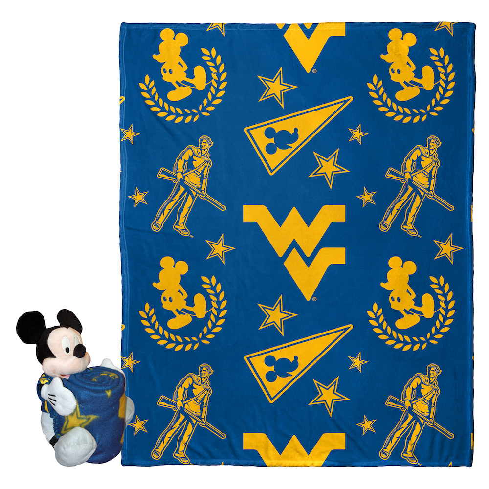 West Virginia Mountaineers Disney Mickey Mouse Hugger and Silk Blanket Set