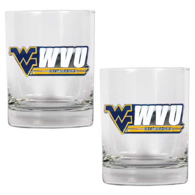 West Virginia Mountaineers NCAA Logo 2pc Rocks Glass Set