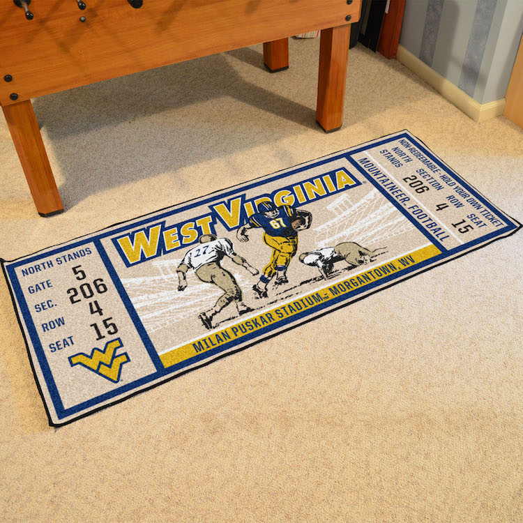 West Virginia Mountaineers 30 x 72 Game Ticket Carpet Runner