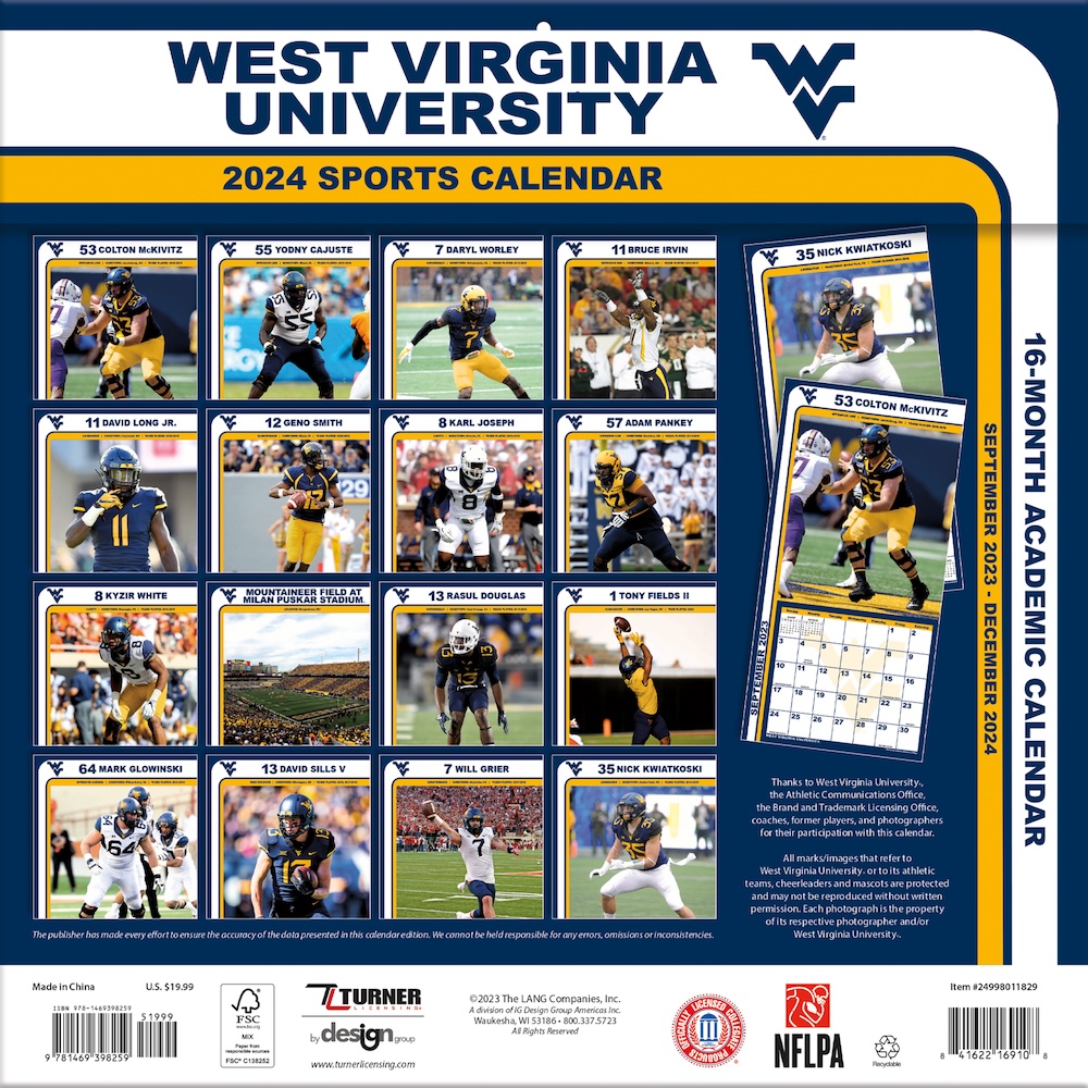 West Virginia Mountaineers 2022 Wall Calendar - Buy At Khc Sports