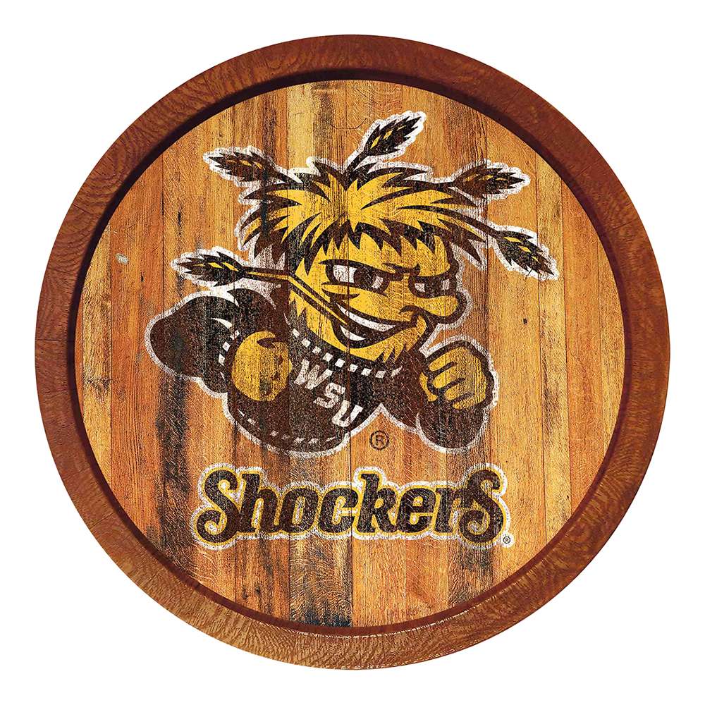 Wichita State Shockers Weathered FAUX Barrel Top Sign