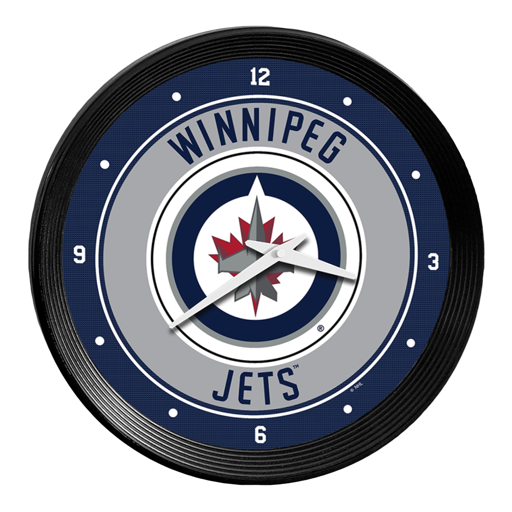 Winnipeg Jets Ribbed Frame Wall Clock