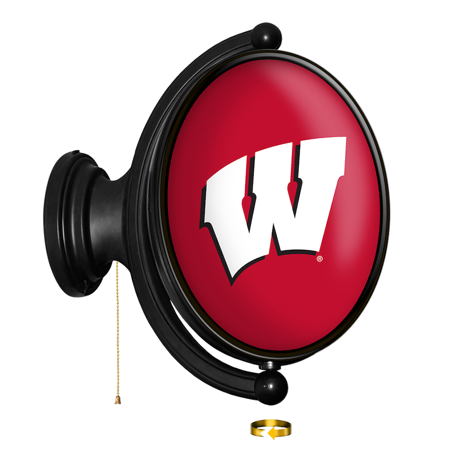 Wisconsin Badgers LED Rotating Wall Sign ~ OVAL