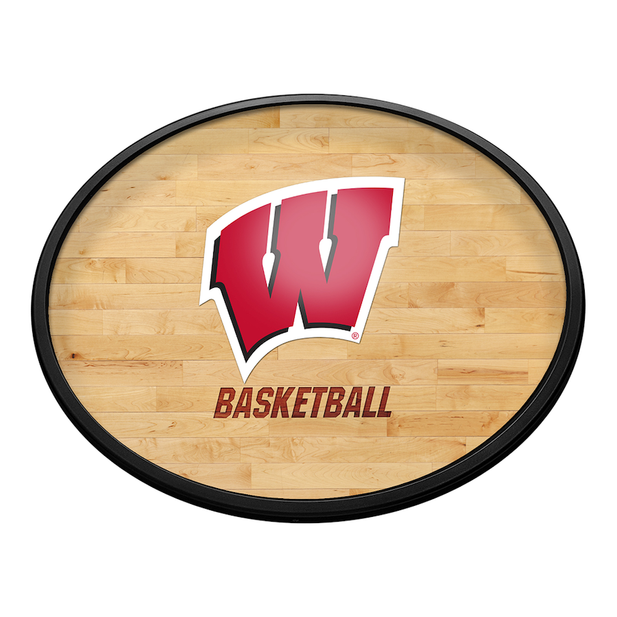 Wisconsin Badgers HARDWOOD Slimline LED Wall Sign ~ OVAL