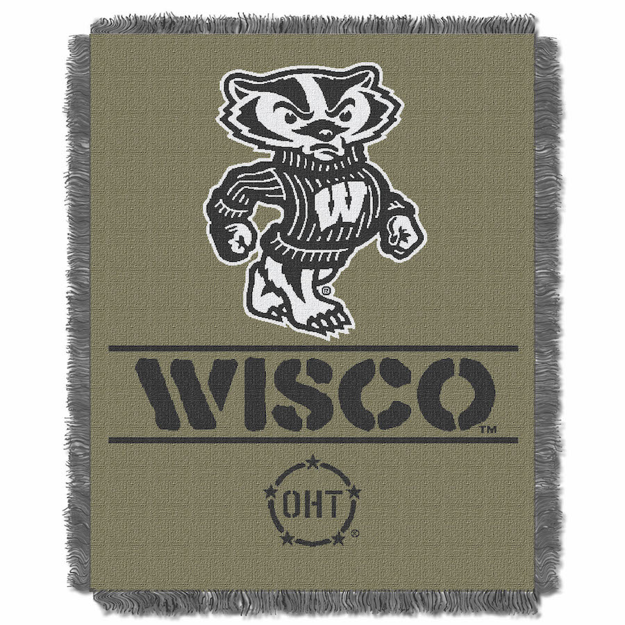 Wisconsin Badgers OHT Rank Jacquard Throw Blanket