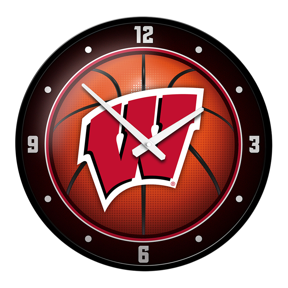 Wisconsin Badgers Modern Disc BASKETBALL Wall Clock