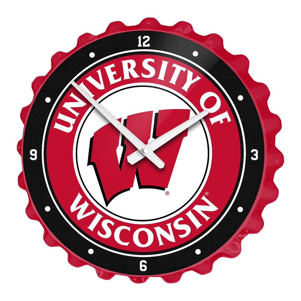 Wisconsin Badgers Bottle Cap Wall Clock