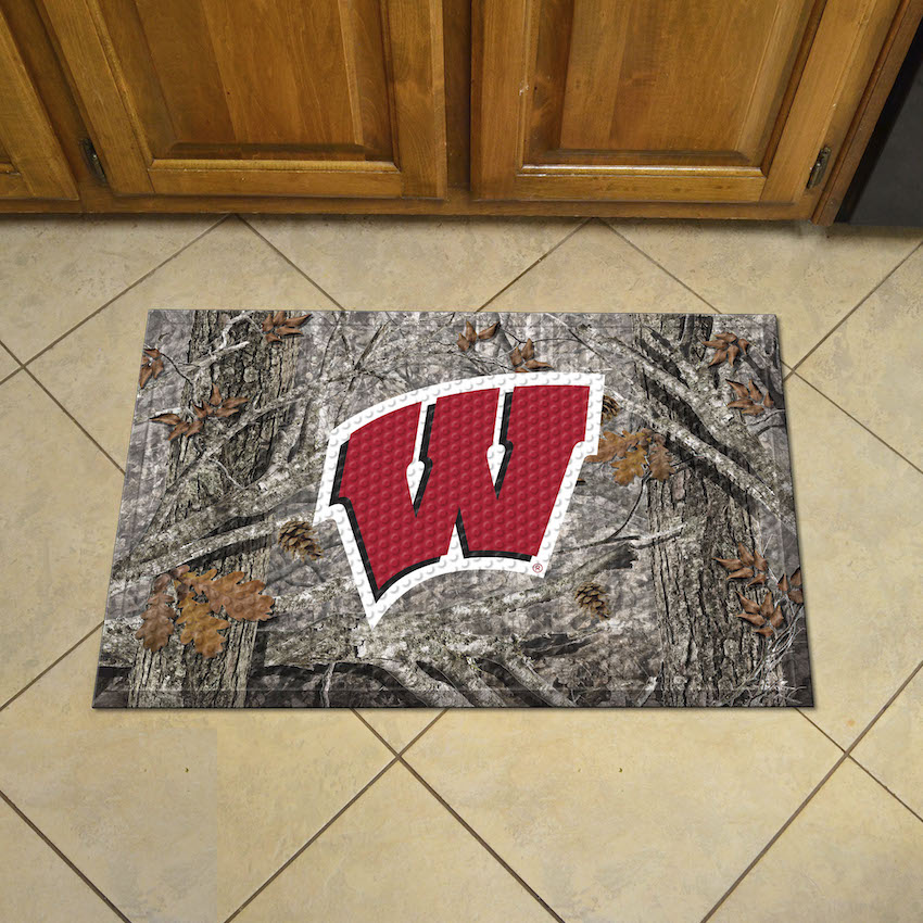 Wisconsin Badgers Camo Style SCRAPER Door Mat