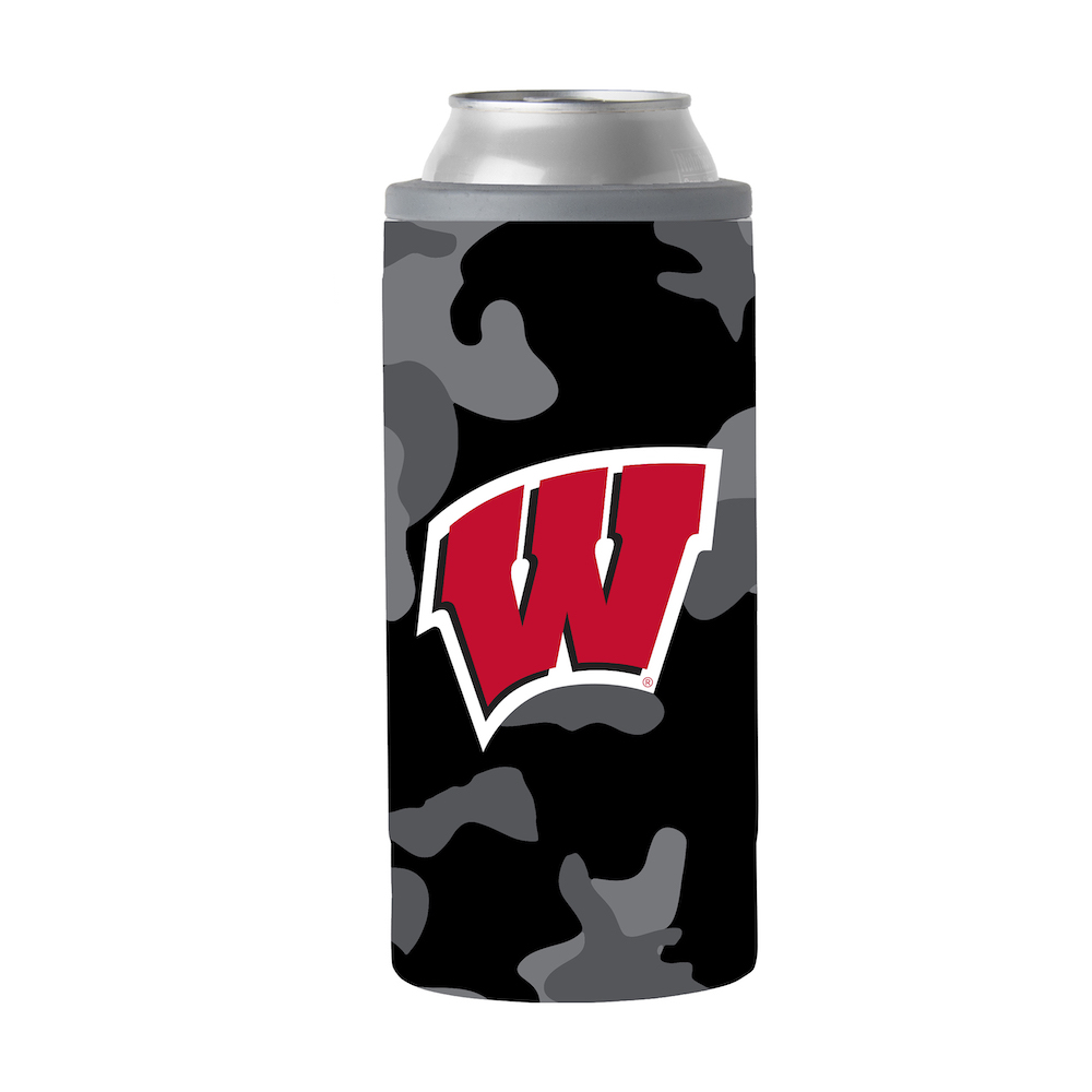 Wisconsin Badgers Camo Swagger 12 oz. Slim Can Coolie