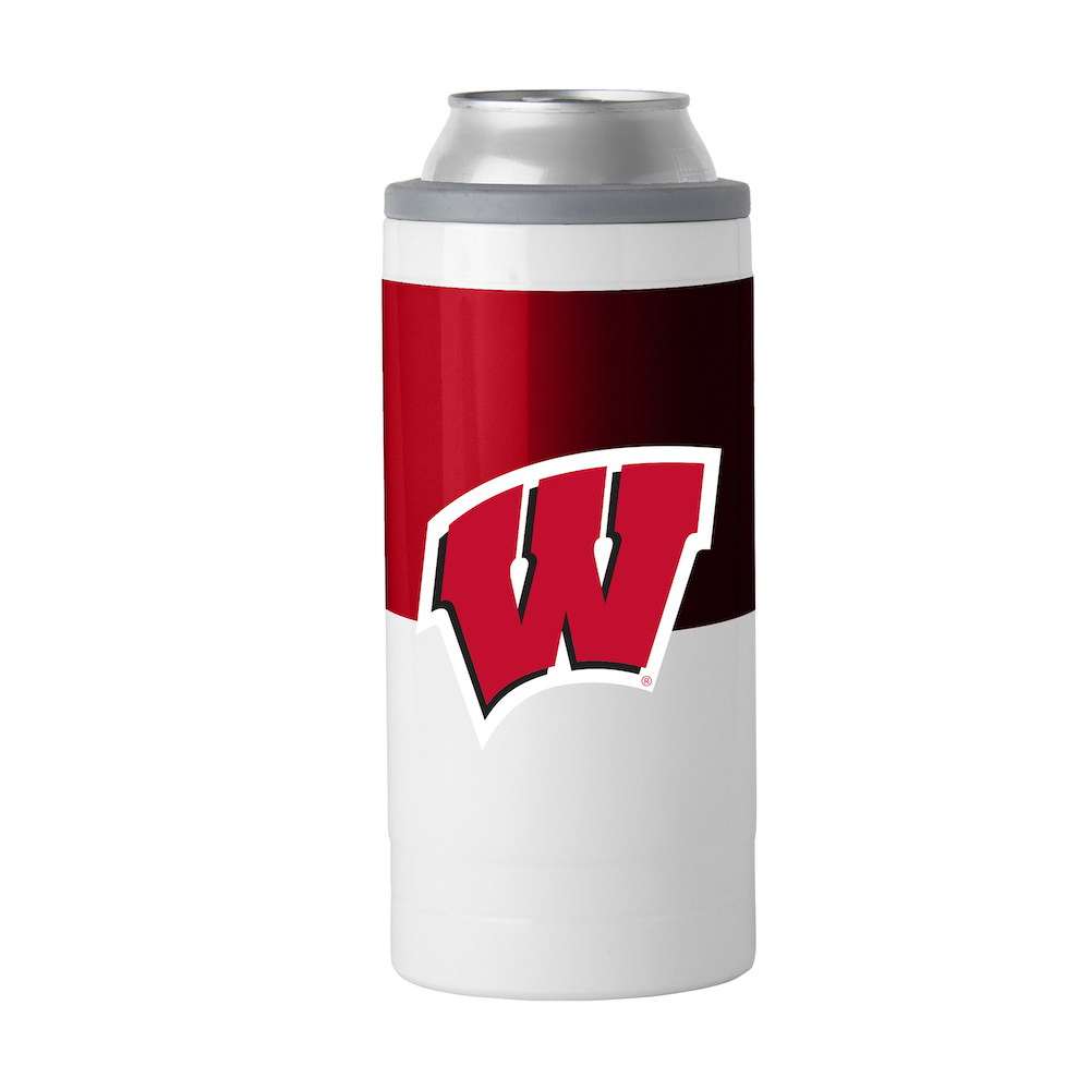 Wisconsin Badgers Colorblock 12 oz. Slim Can Coolie