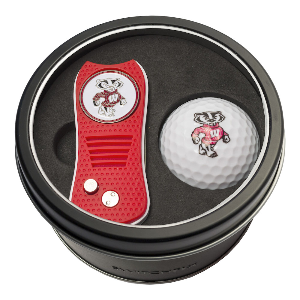 Wisconsin Badgers Switchblade Divot Tool and Golf Ball Gift Pack