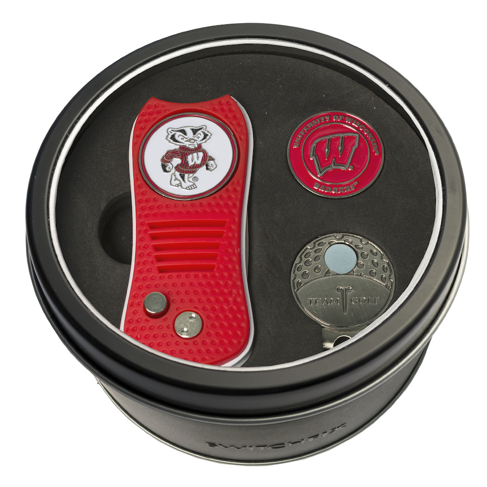 Wisconsin Badgers Switchblade Divot Tool Cap Clip and Ball Marker Gift Pack