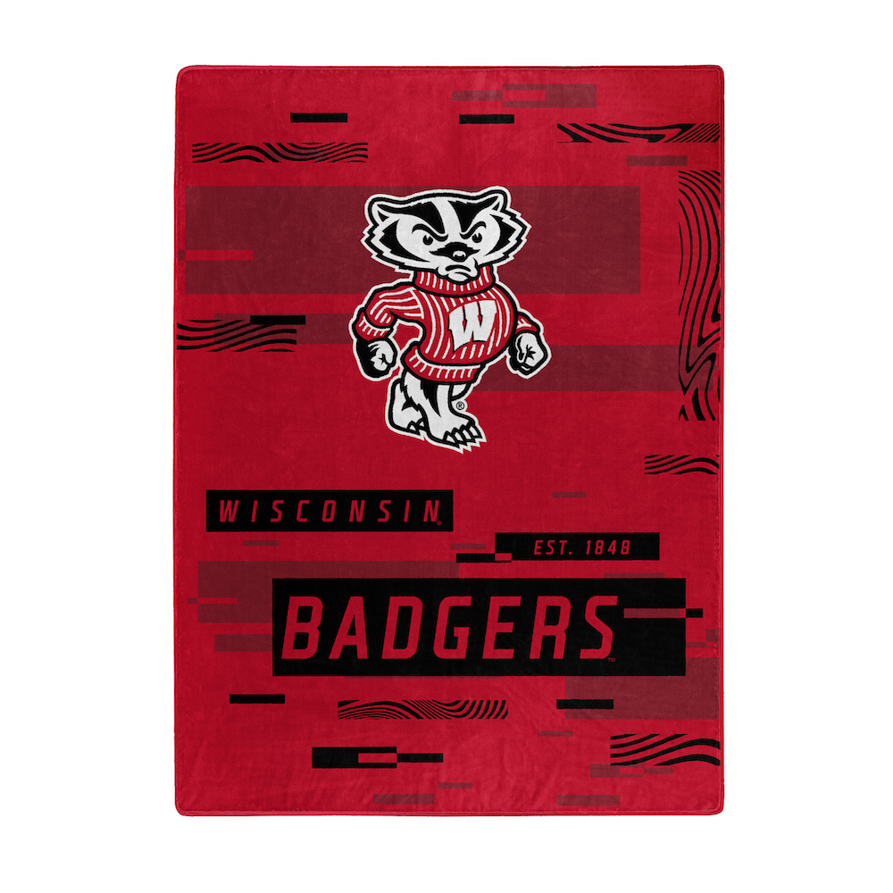 Wisconsin Badgers Large Plush Fleece Raschel Blanket 60 x 80