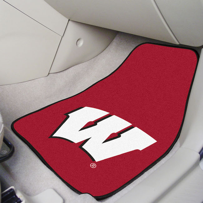 Wisconsin Badgers LOGO Car Floor Mats 18 x 27 Carpeted-Pair