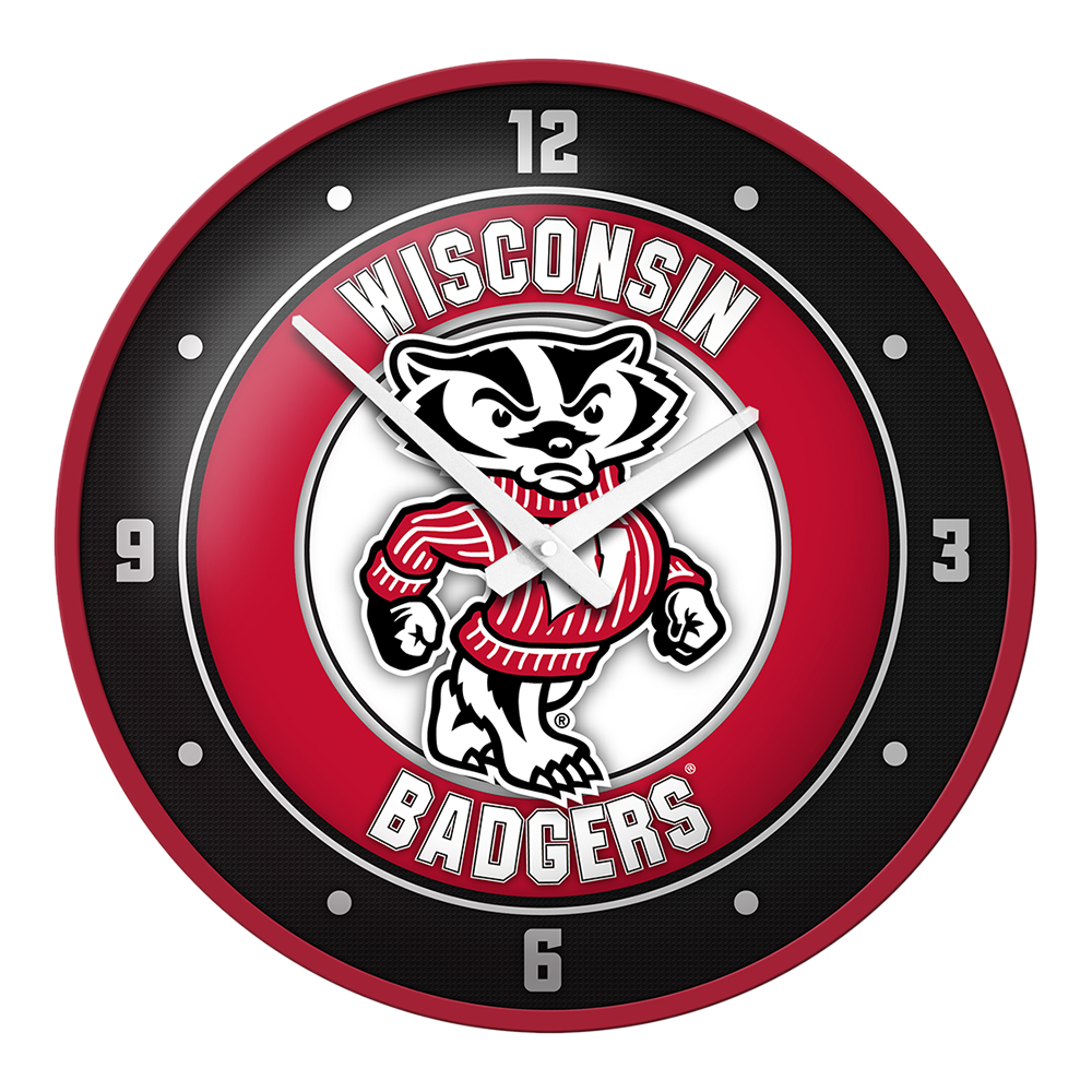 Wisconsin Badgers MASCOT Modern Disc Wall Clock