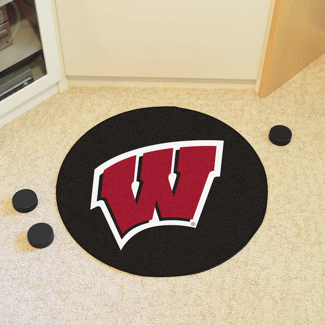 Wisconsin Badgers Round Hockey Puck Mat