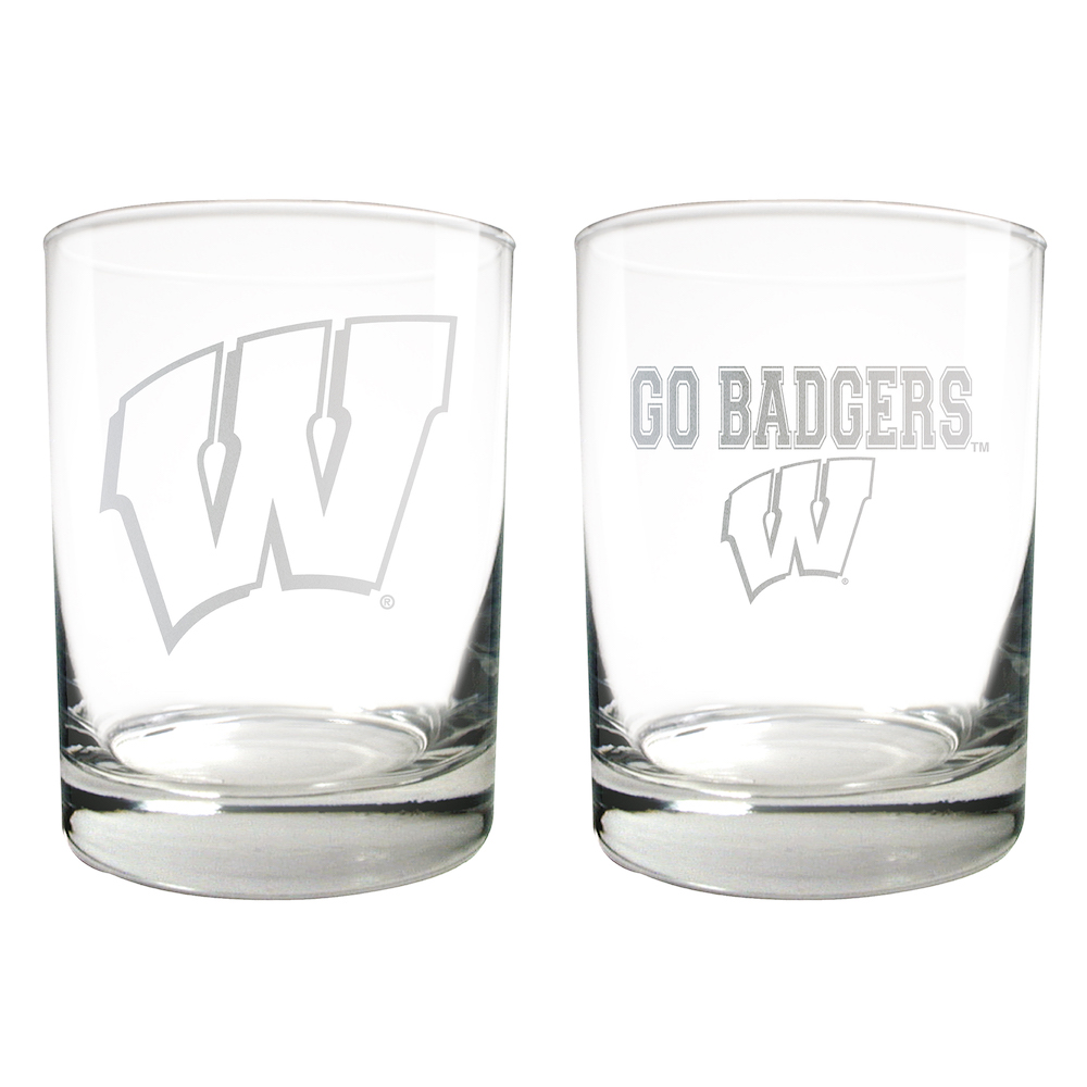 Wisconsin Badgers 2pc Rocks Glass Set