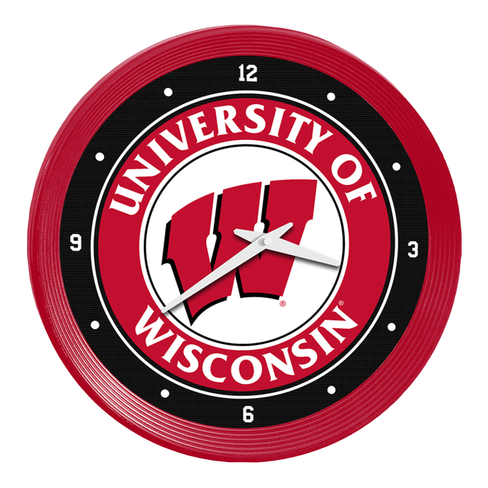 Wisconsin Badgers Ribbed Frame Wall Clock