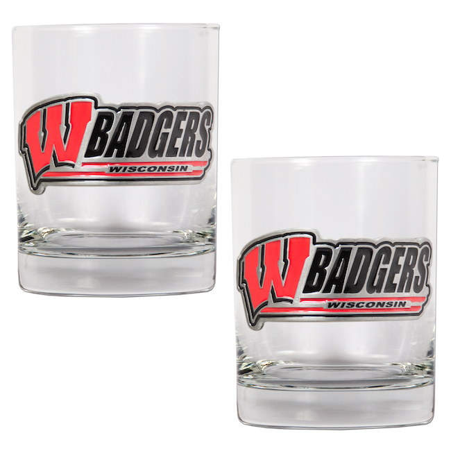 Wisconsin Badgers NCAA Logo 2pc Rocks Glass Set