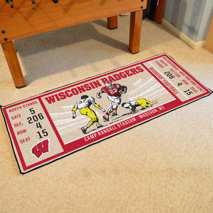 Wisconsin Badgers 30 x 72 Game Ticket Carpet Runner