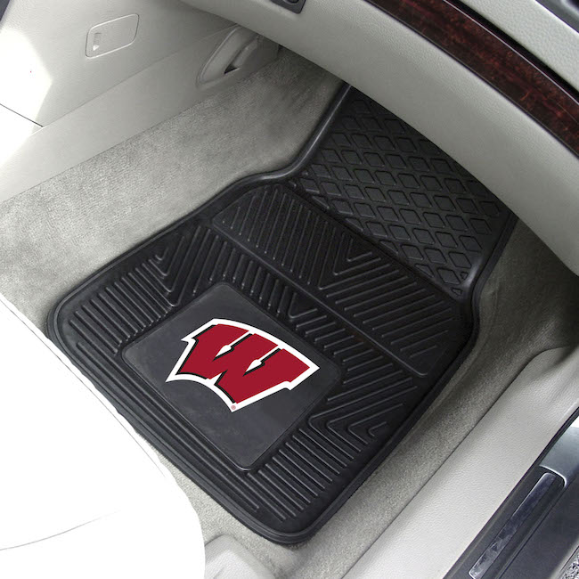 Wisconsin Badgers Car Floor Mats 18 x 27 Heavy Duty Vinyl Pair