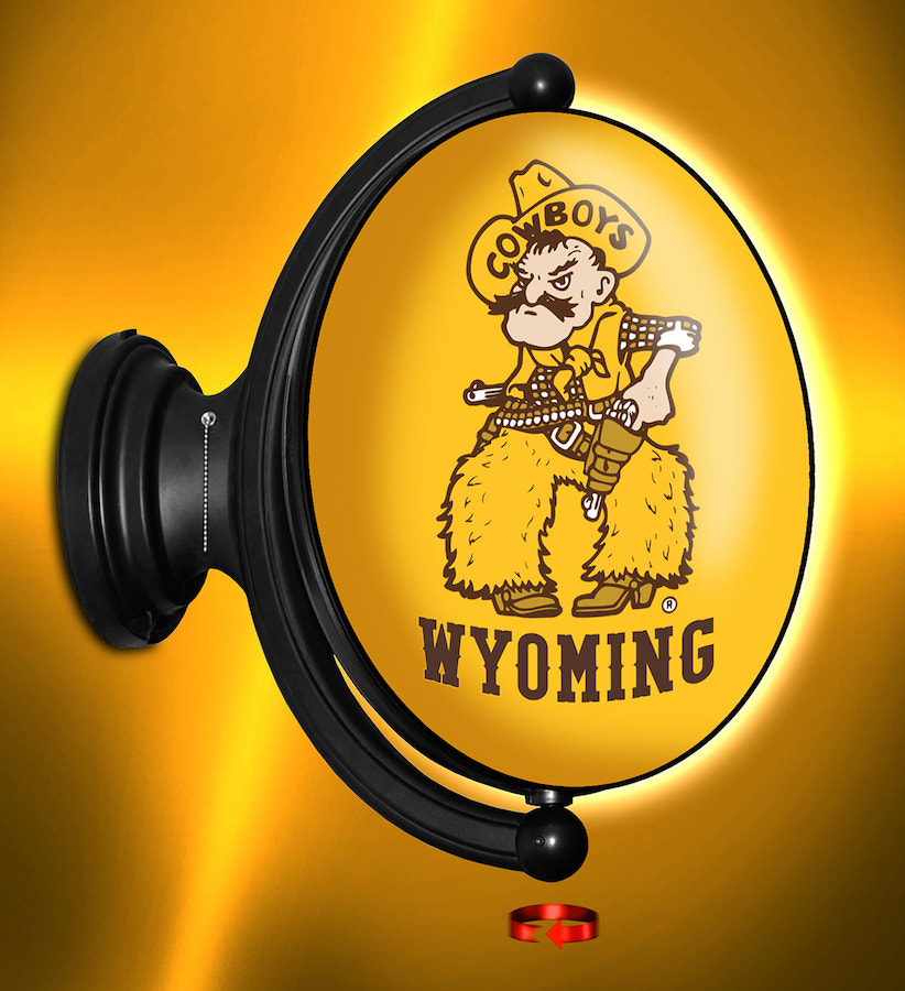 Wyoming Cowboys LED Rotating Wall Sign ~ PISTOL PETE OVAL