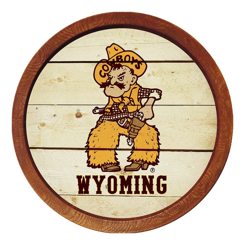 Wyoming Cowboys Pistol Pete FAUX Barrel Top Sign