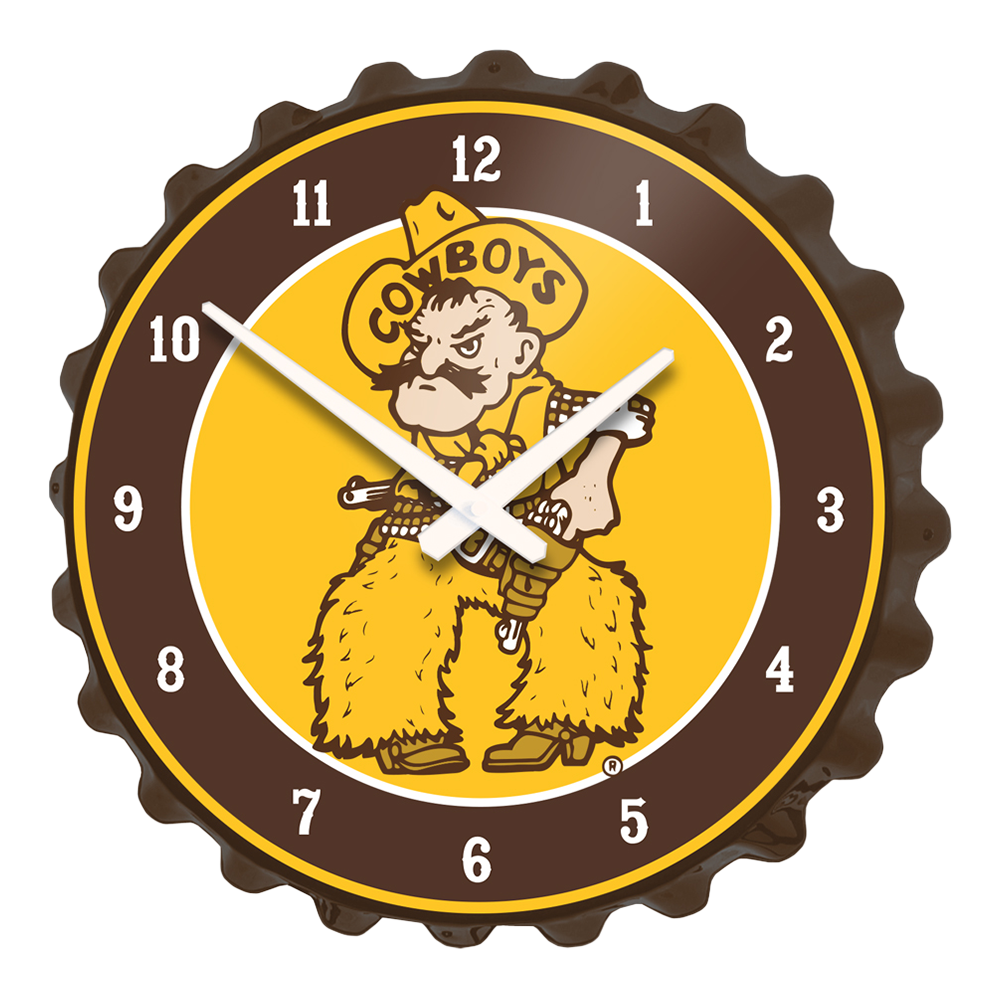 Wyoming Cowboys PISTOL PETE Bottle Cap Wall Clock