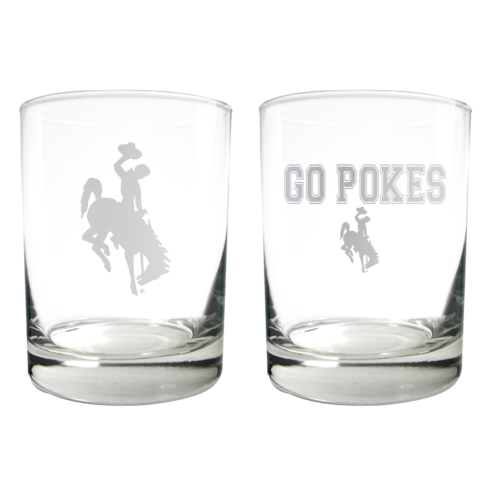 Wyoming Cowboys 2pc Rocks Glass Set