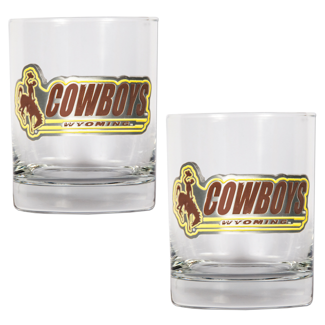 Wyoming Cowboys NCAA Logo 2pc Rocks Glass Set