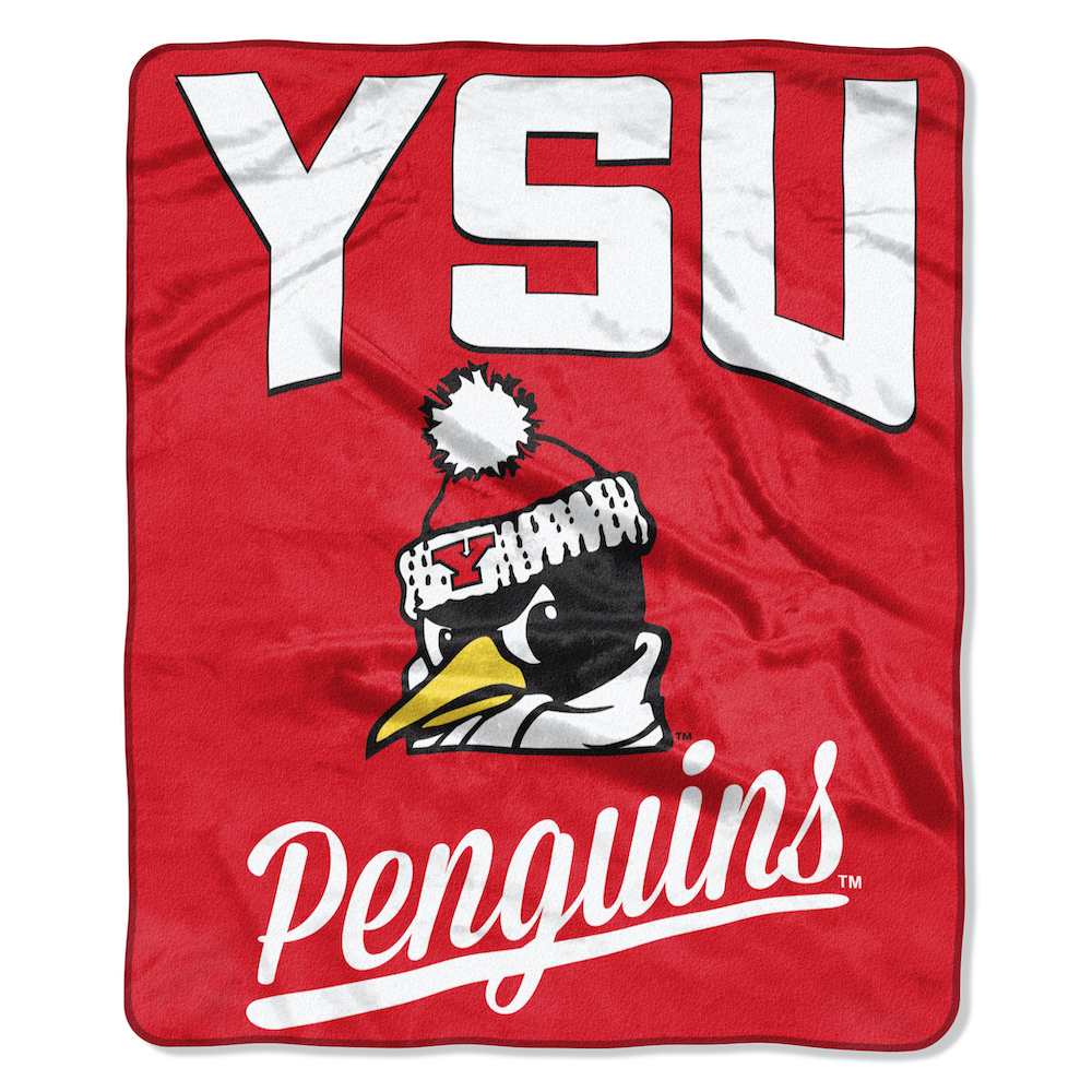 Youngstown State Penguins Plush Fleece Raschel Blanket 50 x 60