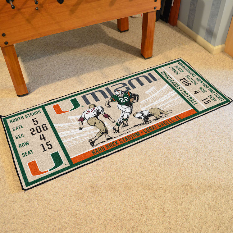 Miami Hurricanes 30 x 72 Game Ticket Carpet Runner